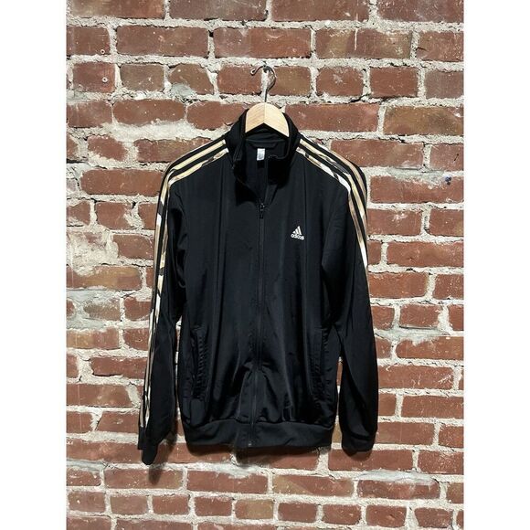 Adidas Mens Black Full Zip Camo Striped Lightweight Sweatshirt Size Medium - Picture 1 of 3